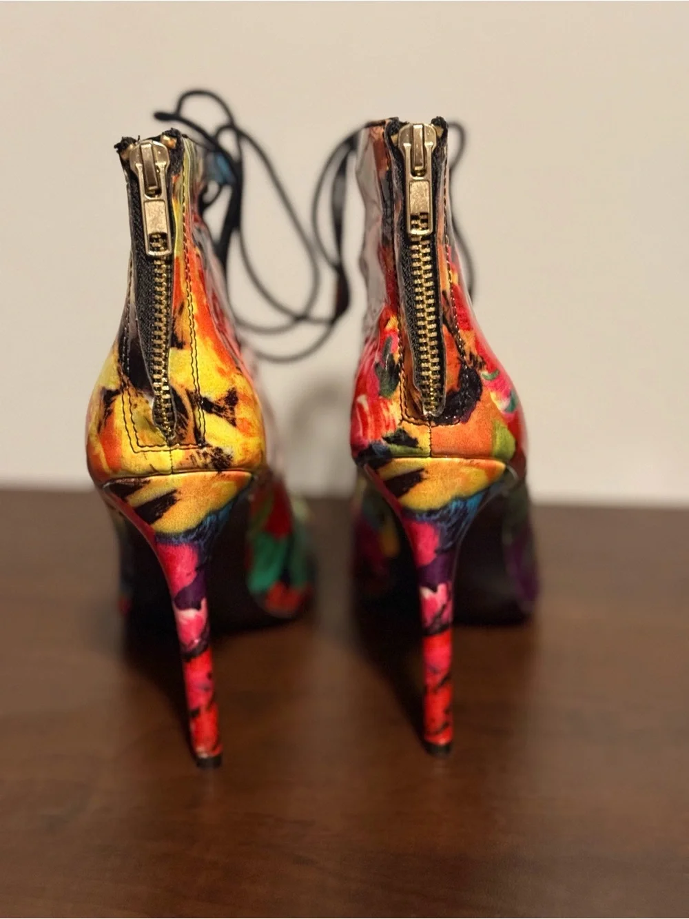 Steve Madden Multicolor Floral Lace-Up Stiletto Sandals